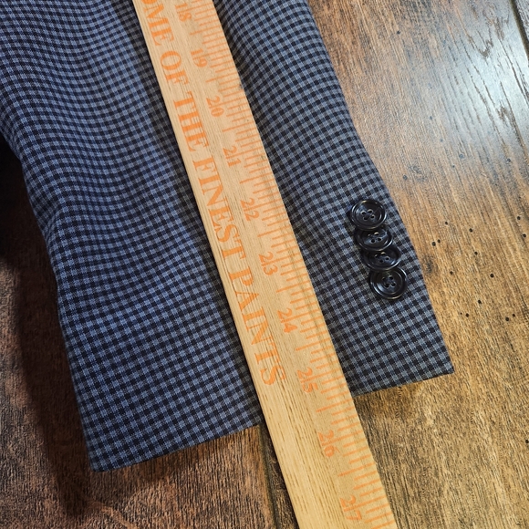 Kenneth Cole Blazer Men's 42R Blue Gingham Check Sport Coat Jacket 100% Wool - Picture 8 of 10